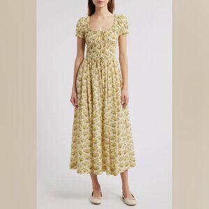Doen Ashlynn Floral Organic Cotton Voile Midi Dress